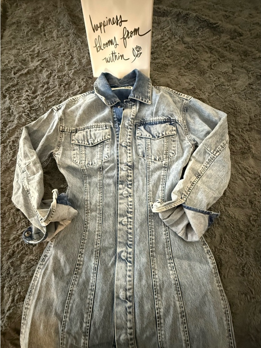 Lovers + Friends Light Blue Washed Denim Jacket Dress